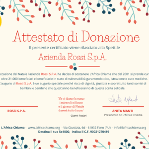 Attestato di donazione